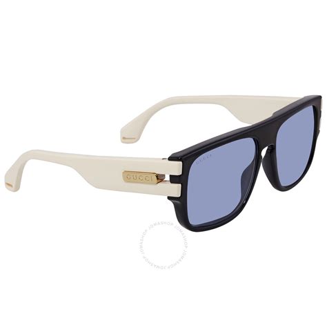 Gucci Blue Rectangular Men's Sunglasses GG0664S .